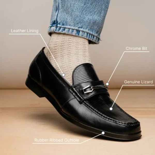 Store Marco di Milano Hugo Lizard & Calfskin Bit Loafers Black