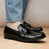 Store Marco di Milano Hugo Lizard & Calfskin Bit Loafers Black