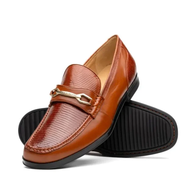 Store Marco di Milano Hugo Lizard & Calfskin Bit Loafers Cognac