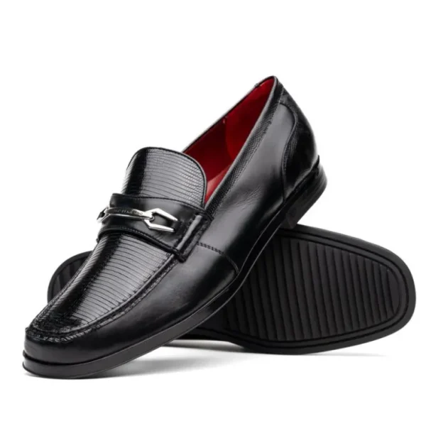 Store Marco di Milano Hugo Lizard & Calfskin Bit Loafers Black