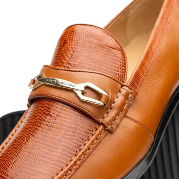 Cheap Marco di Milano Hugo Lizard & Calfskin Bit Loafers Honey