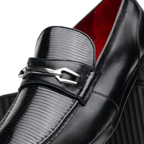 Store Marco di Milano Hugo Lizard & Calfskin Bit Loafers Black