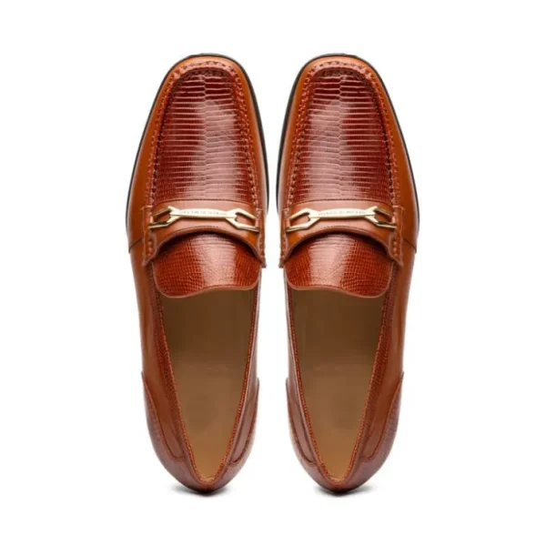 Store Marco di Milano Hugo Lizard & Calfskin Bit Loafers Cognac