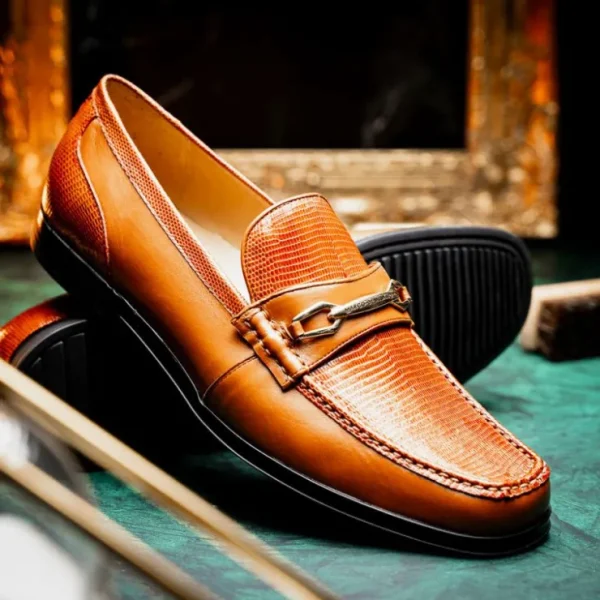 Cheap Marco di Milano Hugo Lizard & Calfskin Bit Loafers Honey