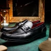 Store Marco di Milano Hugo Lizard & Calfskin Bit Loafers Black