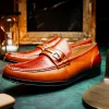 Store Marco di Milano Hugo Lizard & Calfskin Bit Loafers Cognac