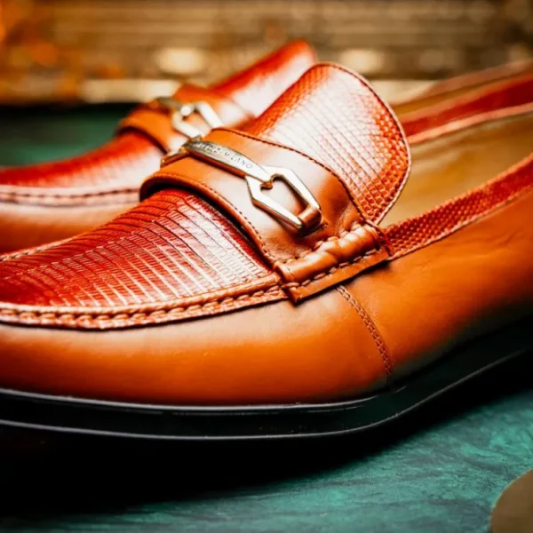 Store Marco di Milano Hugo Lizard & Calfskin Bit Loafers Cognac