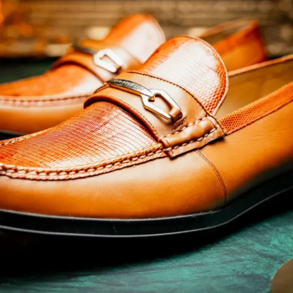 Cheap Marco di Milano Hugo Lizard & Calfskin Bit Loafers Honey