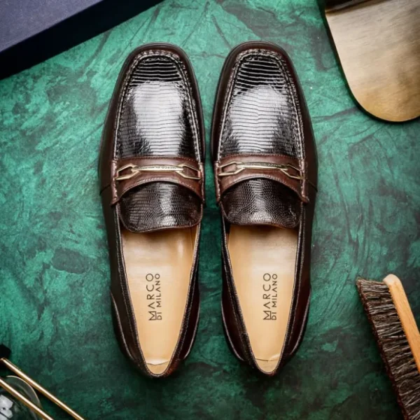 marco_di_milano_hugo_liza_9-1.webp Online Marco di Milano Hugo Lizard & Calfskin Bit Loafers Brown