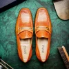 Cheap Marco di Milano Hugo Lizard & Calfskin Bit Loafers Honey