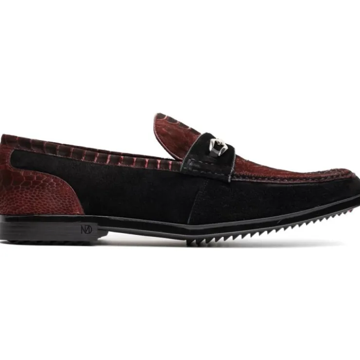 Best Marco di Milano Hugo Sueded Ostrich Leg Bit Loafers Wine / Black