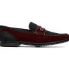 Fashion Marco di Milano Hugo Sueded Ostrich Leg Bit Loafers Black / Wine