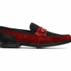 Best Marco di Milano Hugo Sueded Ostrich Leg Bit Loafers Black / Red