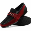 Best Marco di Milano Hugo Sueded Ostrich Leg Bit Loafers Black / Red