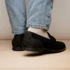 Hot Marco di Milano Hugo Sueded Ostrich Leg Bit Loafers Black