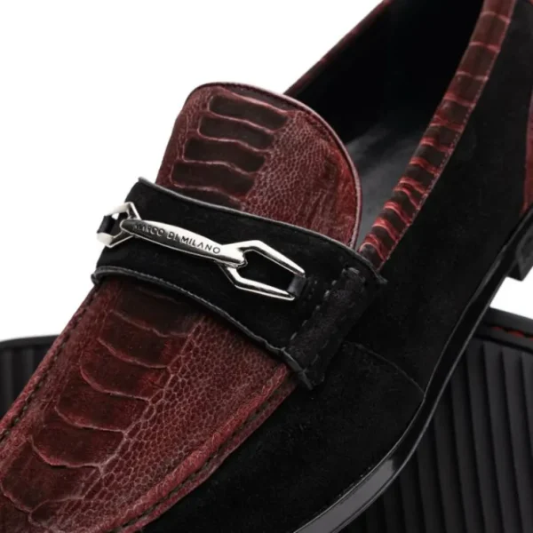 Best Marco di Milano Hugo Sueded Ostrich Leg Bit Loafers Wine / Black