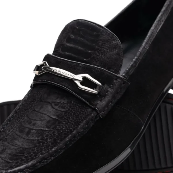 Hot Marco di Milano Hugo Sueded Ostrich Leg Bit Loafers Black