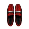 Flash Sale Marco di Milano Hugo Sueded Ostrich Leg Bit Loafers Red / Black