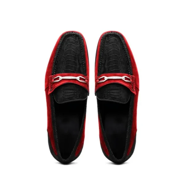 Best Marco di Milano Hugo Sueded Ostrich Leg Bit Loafers Black / Red