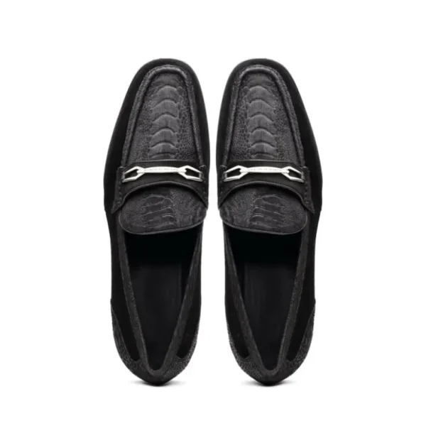 Hot Marco di Milano Hugo Sueded Ostrich Leg Bit Loafers Black