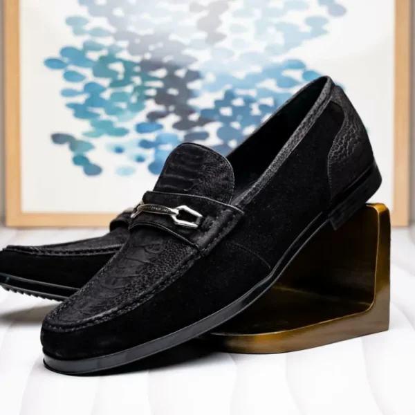 Hot Marco di Milano Hugo Sueded Ostrich Leg Bit Loafers Black