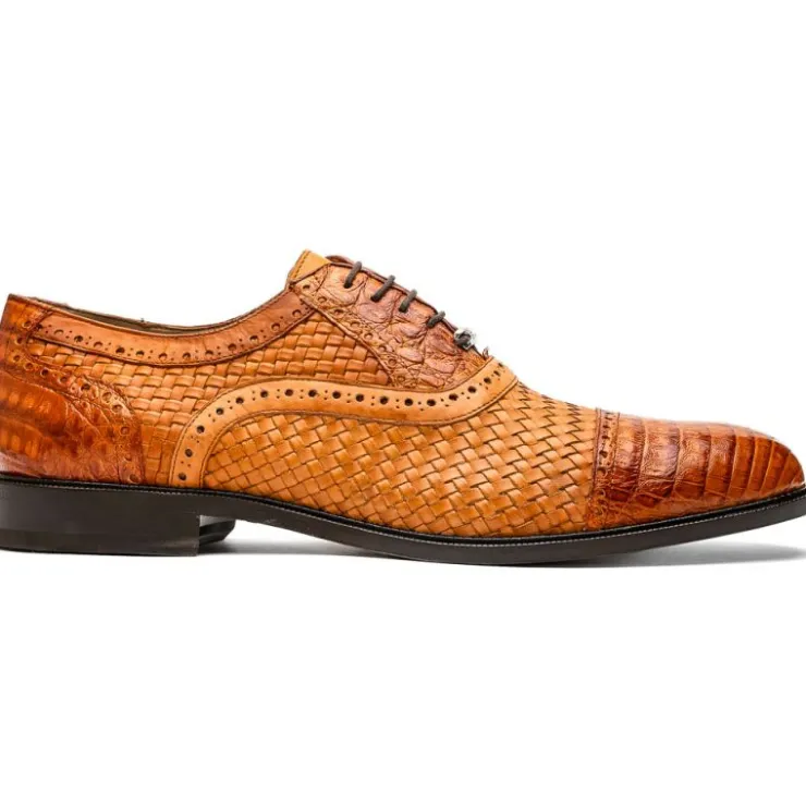 Store Marco di Milano John Woven Caiman Crocodile Oxford Brandy