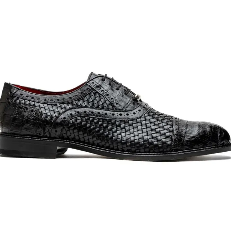 Clearance Marco di Milano John Woven Caiman Crocodile Oxford Black