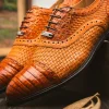Store Marco di Milano John Woven Caiman Crocodile Oxford Brandy