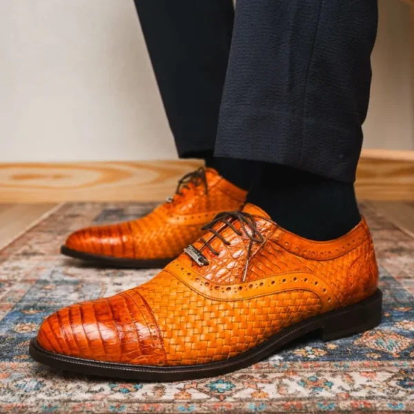 marco_di_milano_john_wove_5-1.webp Store Marco di Milano John Woven Caiman Crocodile Oxford Brandy
