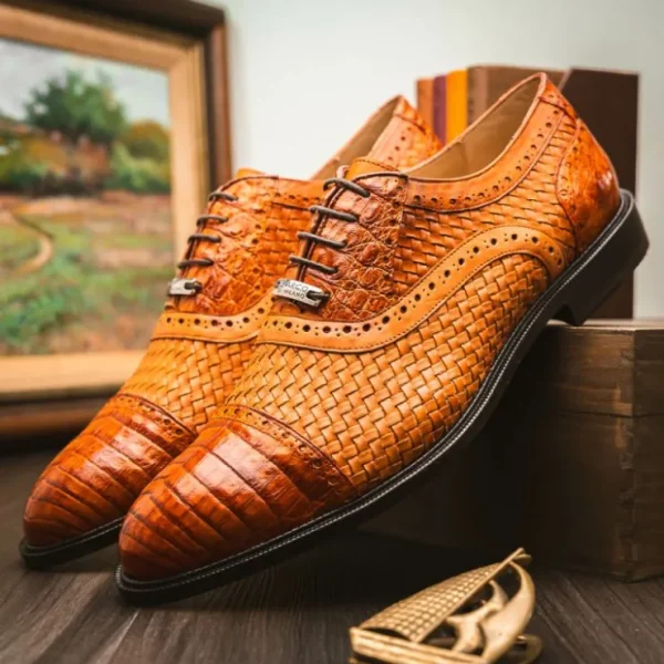 marco_di_milano_john_wove_9-1.webp Store Marco di Milano John Woven Caiman Crocodile Oxford Brandy