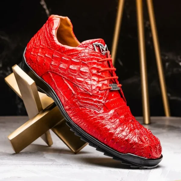 New Marco di Milano Kratos Caiman Crocodile Sneaker Red