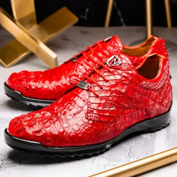 New Marco di Milano Kratos Caiman Crocodile Sneaker Red