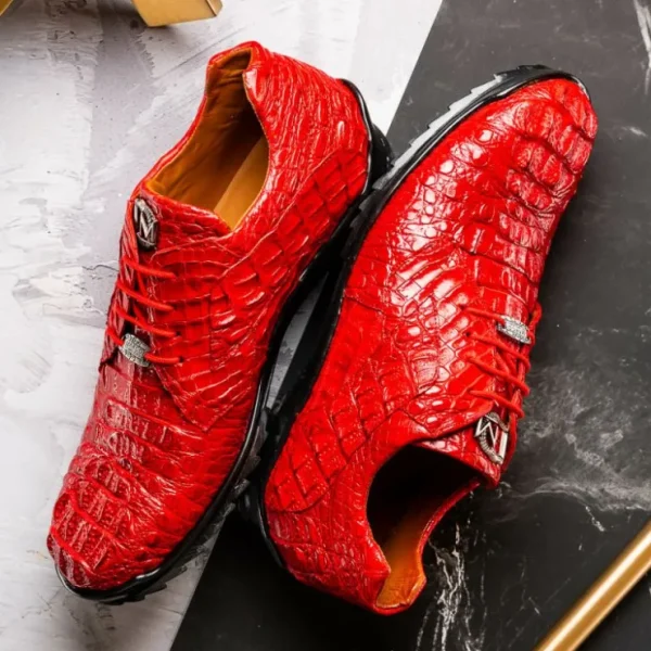New Marco di Milano Kratos Caiman Crocodile Sneaker Red