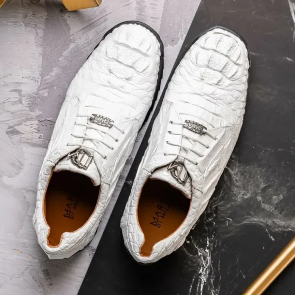 Flash Sale Marco di Milano Kratos Caiman Crocodile Sneaker White