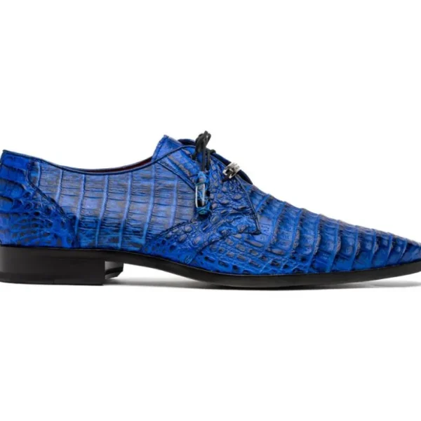 Outlet Marco di Milano Lacio Caiman Crocodile Derby Electric Blue ElectricBlue