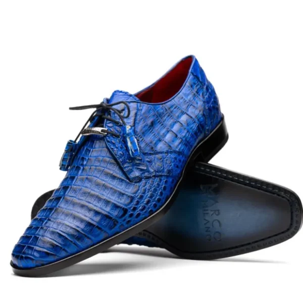 Outlet Marco di Milano Lacio Caiman Crocodile Derby Electric Blue ElectricBlue