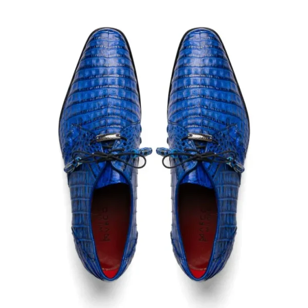 Outlet Marco di Milano Lacio Caiman Crocodile Derby Electric Blue ElectricBlue