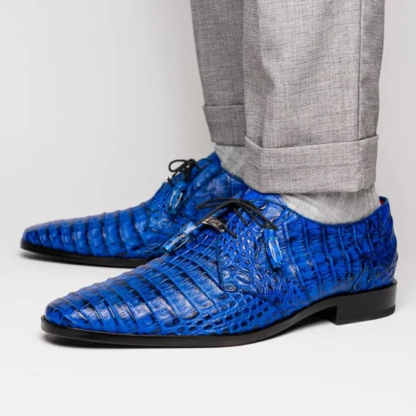 Outlet Marco di Milano Lacio Caiman Crocodile Derby Electric Blue ElectricBlue