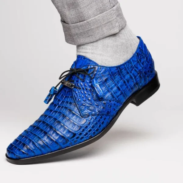 Outlet Marco di Milano Lacio Caiman Crocodile Derby Electric Blue ElectricBlue