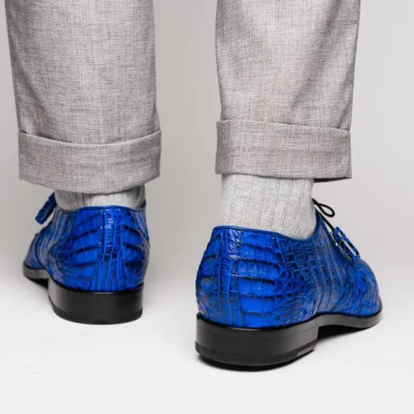 Outlet Marco di Milano Lacio Caiman Crocodile Derby Electric Blue ElectricBlue