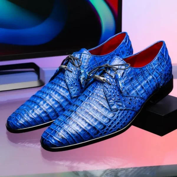 Outlet Marco di Milano Lacio Caiman Crocodile Derby Electric Blue ElectricBlue