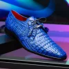 Outlet Marco di Milano Lacio Caiman Crocodile Derby Electric Blue ElectricBlue