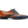 Outlet Marco di Milano Luciano Caiman Crocodile Wingtip Shoes Blue / Brandy