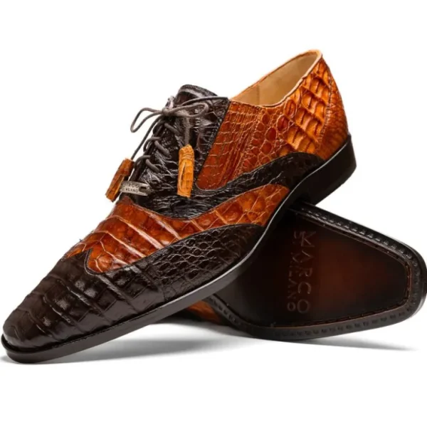 Hot Marco di Milano Luciano Caiman Crocodile Wingtip Shoes Cognac / Brown