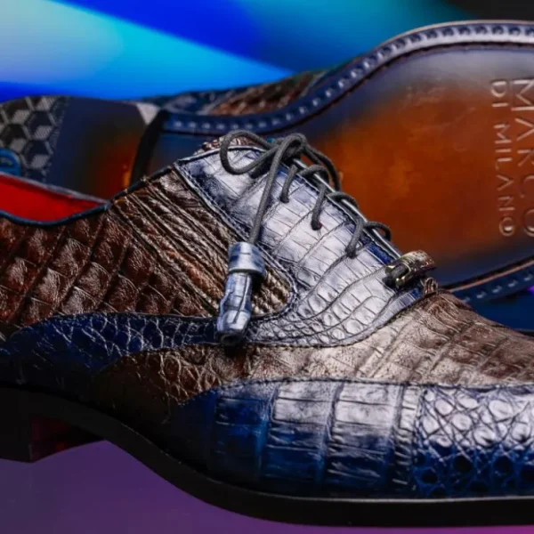 marco_di_milano_luciano_c_10.webp Online Marco di Milano Luciano Caiman Crocodile Wingtip Shoes Navy / Brown