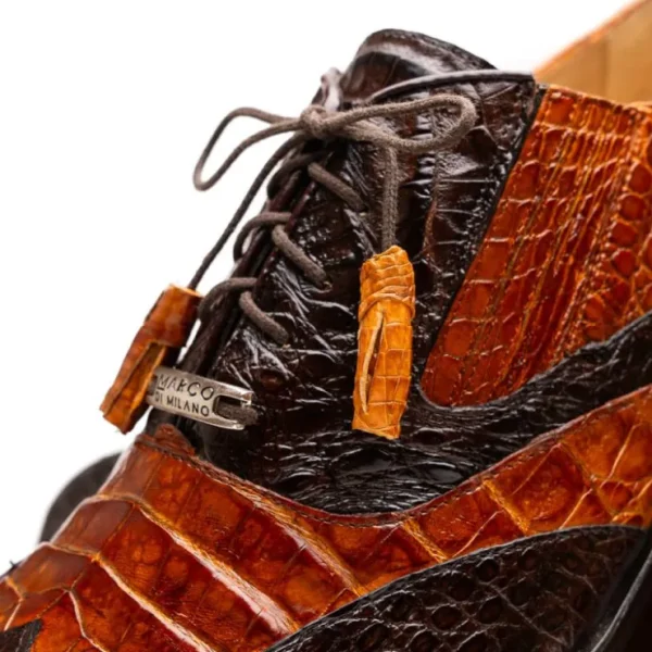 Hot Marco di Milano Luciano Caiman Crocodile Wingtip Shoes Cognac / Brown