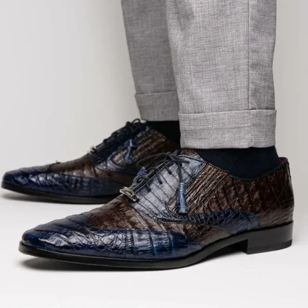 marco_di_milano_luciano_c_5.webp Online Marco di Milano Luciano Caiman Crocodile Wingtip Shoes Navy / Brown
