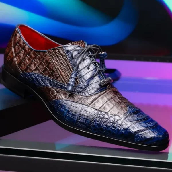 marco_di_milano_luciano_c_9.webp Online Marco di Milano Luciano Caiman Crocodile Wingtip Shoes Navy / Brown