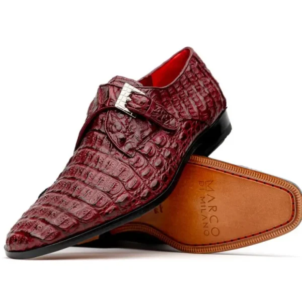 Cheap Marco di Milano Luigi Caiman Crocodile Monk Strap Wine