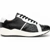 Clearance Marco di Milano Lyon II Ostrich Quill & Calfskin Sneakers Black / White